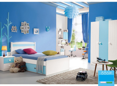 Kinder Komplett Set Jugend Zimmer Bett Kommode Schrank Tisch Büro 4 tlg. Möbel